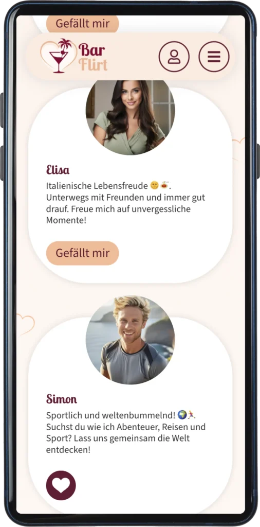 BarFlirt Matching Übersicht Mobile